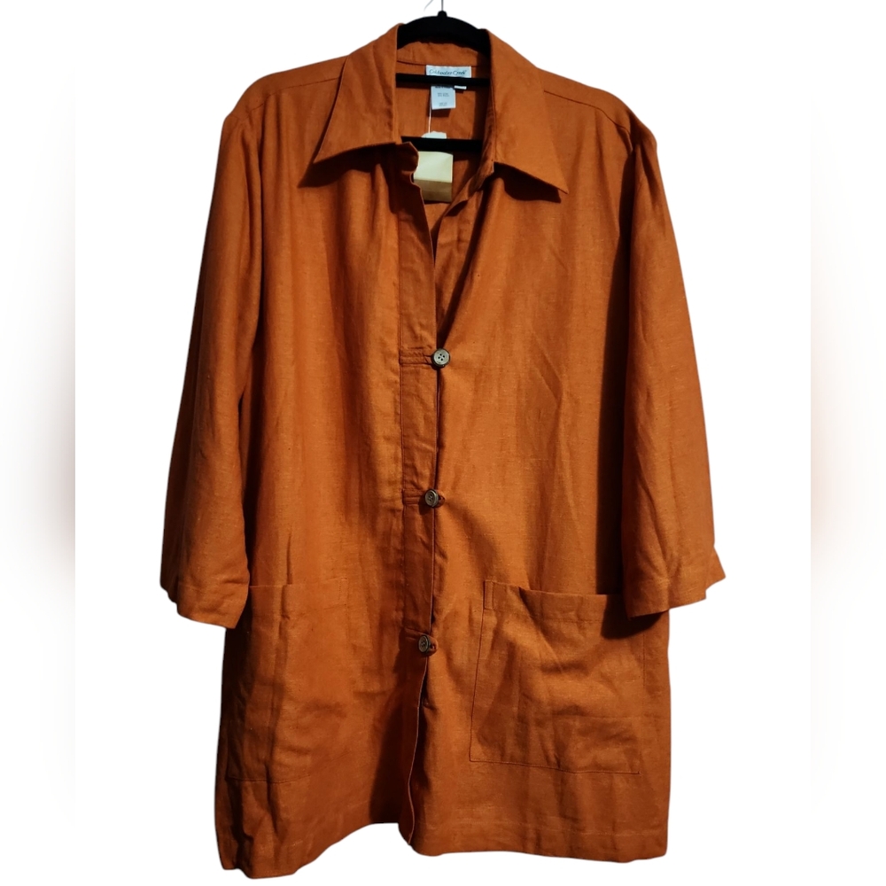 Womens Coldwater Creek Linen Burnt Orange Lightweight Jacket 1x